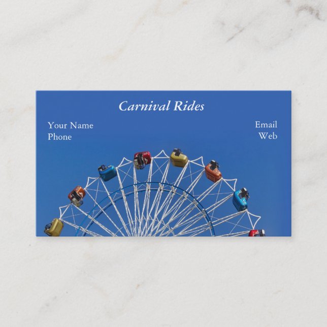 Tarjeta De Visita Ruedas gigantes y viajes de carnaval (Anverso)