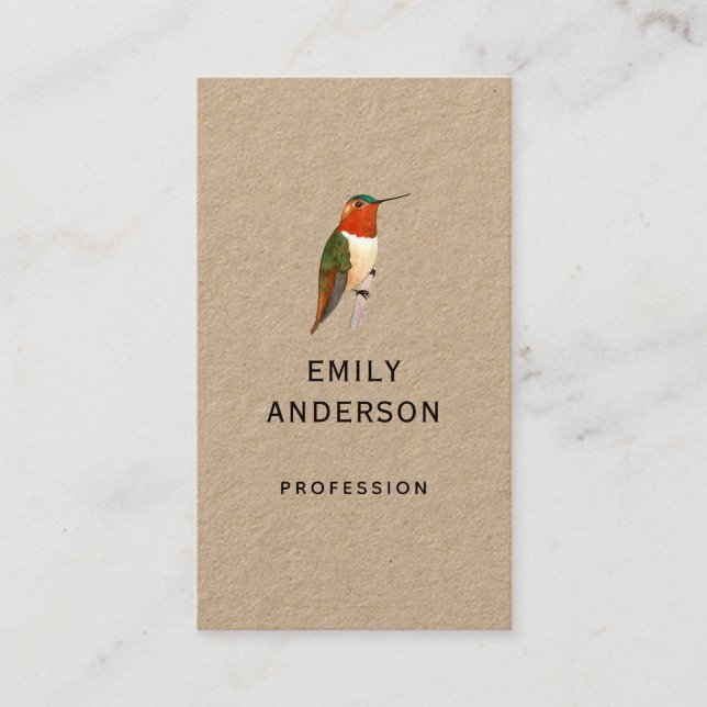 Tarjeta De Visita Rufous Hummingbird Business Card (Anverso)