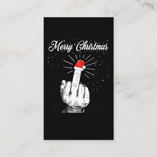 Tarjeta De Visita Ruidosa Feliz Navidad en mitad del Finger navideña (Anverso)