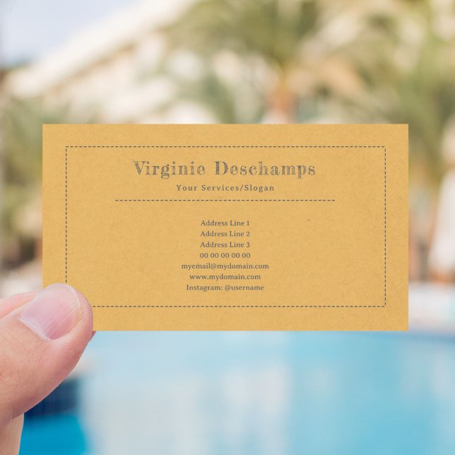 Tarjeta de visita rusa Kraft Minimalista amarilla (Rustic Yellow Business Card)