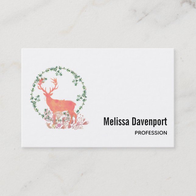 Tarjeta de visita Ruser Reindeer Boho Watercolor (Anverso)