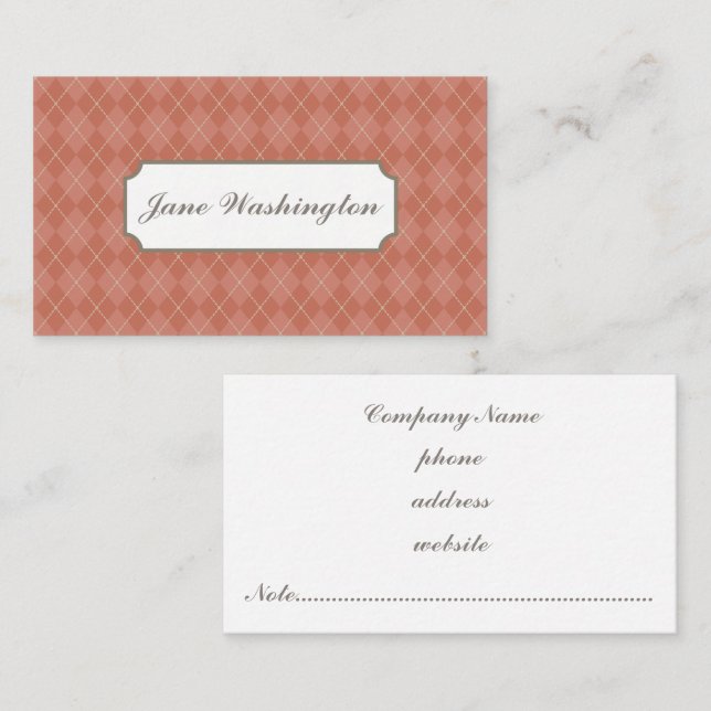 Tarjeta De Visita Rust Argyle Business Card (Anverso / Reverso)