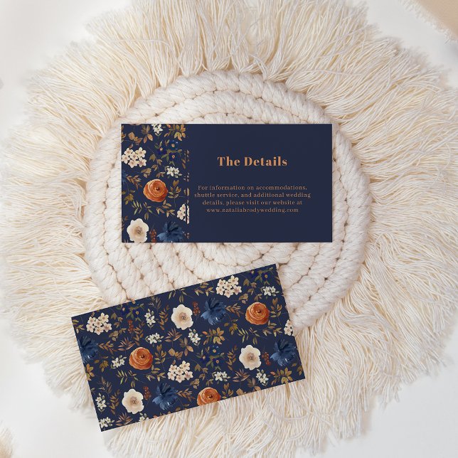 Tarjeta De Visita Rust Blue French Country Details Boda de gabinete (Subido por el creador)