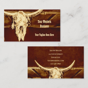 Tarjeta De Visita Rust Brown Rust Bull Cow Skull Barn