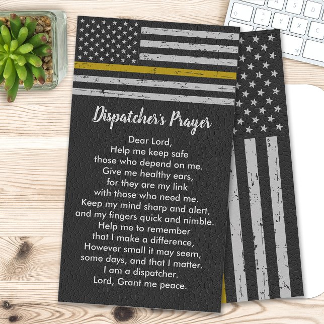 Tarjeta De Visita Rustic 911 Dispatcher Prayer Thin Gold Line (Subido por el creador)