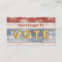 Tarjeta De Visita Rustic Americana Wood Plank Vote Reminder