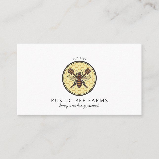 Tarjeta De Visita Rustic Apiary Honey Bee Beekeeper  (Anverso)