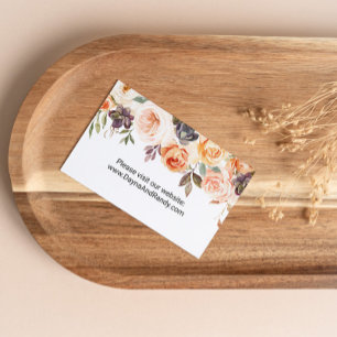 Tarjeta De Visita Rustic Autumant Elegant Floral Website Insertar ta