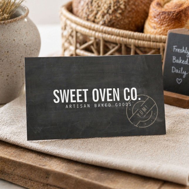 Tarjeta De Visita Rustic Bakery Chalkboard (Subido por el creador)