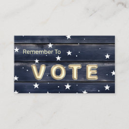 Tarjeta De Visita Rustic Blue Wood Stars  Vote