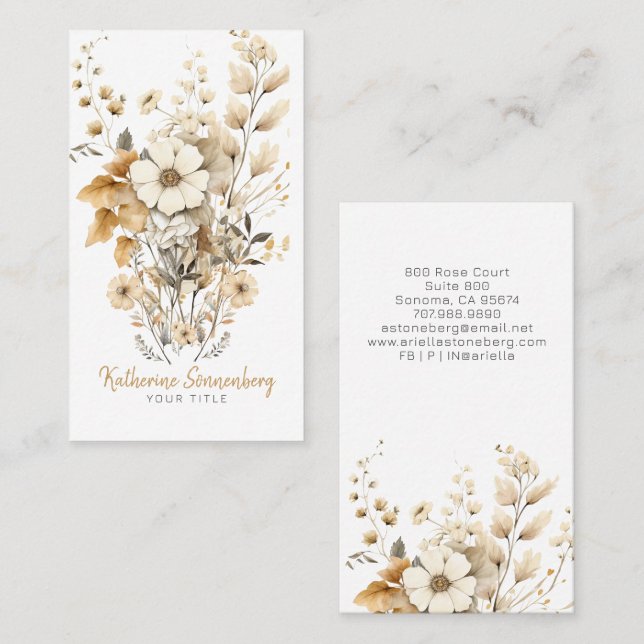 Tarjeta De Visita Rustic Floral Bloom  (Anverso / Reverso)