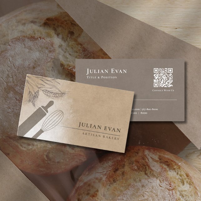 Tarjeta De Visita Rustic Flour Whisk Pastry Chef Artisan Bakery (Rustic Flour Whisk Pastry Chef Artisan Bakery Business Card)