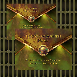Tarjeta De Visita Rustic Gold Handyman Services Verde Green Rust