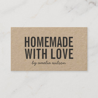 Tarjeta De Visita Rustic Homemade With Love Social Media Kraft