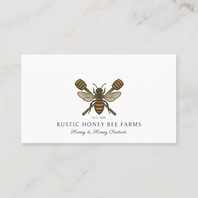 Tarjeta De Visita Rustic Honey Bee Beekeeper Apiary (Anverso)