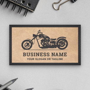 Tarjeta De Visita Rustic Kraft Black Motorbike Mechanic