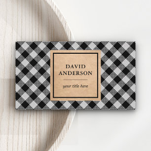 Tarjeta De Visita Rustic Kraft Cuadro de Búfalo Negro Leñador