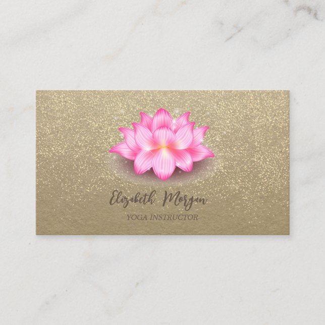 Tarjeta De Visita Rustic Kraft,Loto,Confeti Dorado Loto Violeta (Anverso)