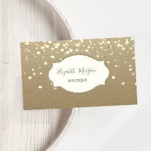 Tarjeta De Visita Rustic Kraft, Marco Dorado Confeti