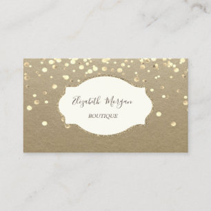 Tarjeta De Visita Rustic Kraft, Marco Dorado Confeti