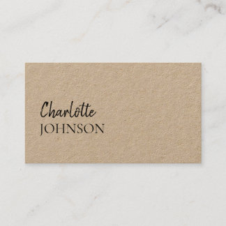 Tarjeta De Visita Rustic Kraft Script | Elegante Minimalista Hecho a