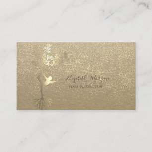 Tarjeta De Visita Rustic Kraft, Silueta de árbol de niña de confeti