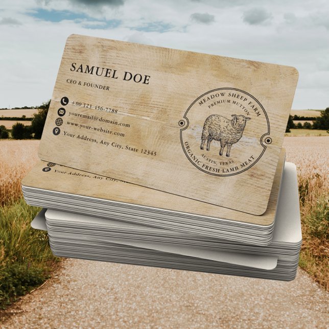 Tarjeta De Visita Rustic Lamb Sheep Farm LOGO QR Code  (Subido por el creador)