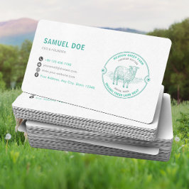 Tarjeta De Visita Rustic Lamb Sheep Farm LOGO QR Code Green