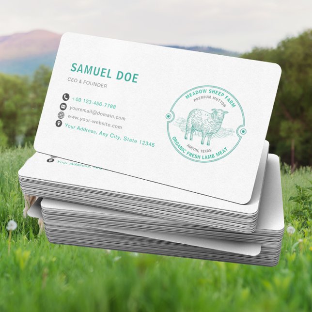 Tarjeta De Visita Rustic Lamb Sheep Farm LOGO QR Code Green (Subido por el creador)