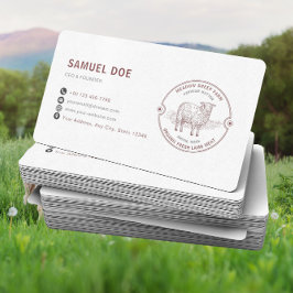 Tarjeta De Visita Rustic Lamb Sheep Farm LOGO QR Code Red