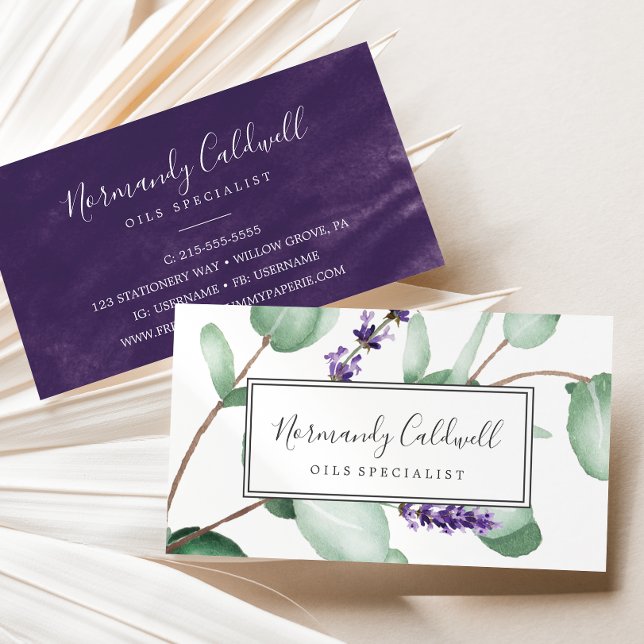 Tarjeta De Visita Rustic Lavender and Eucalyptus Business Card (Subido por el creador)