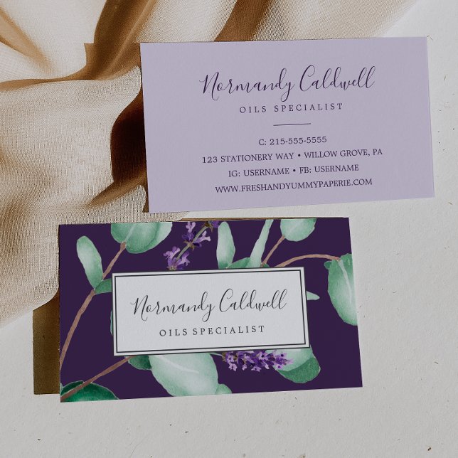 Tarjeta de visita Rustic Lavender & Eucalyptus Pur (Subido por el creador)