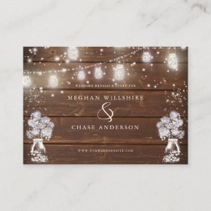 Tarjeta De Visita Rustic Mason Jar String ilumina el descalzoBride™