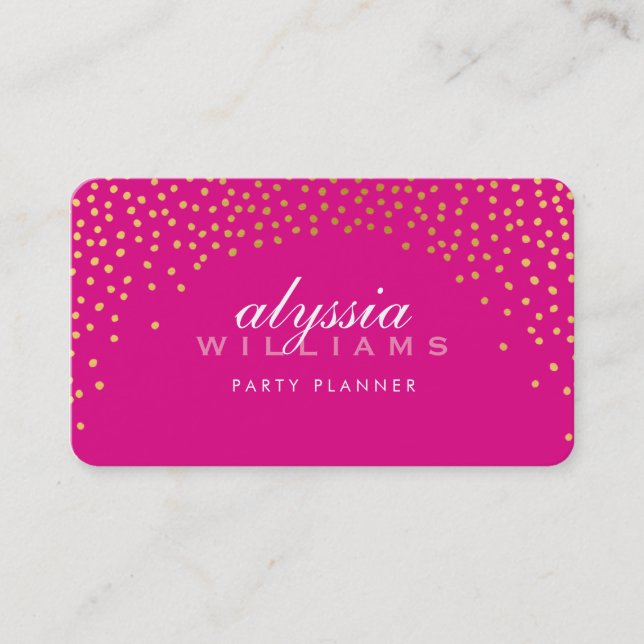 Tarjeta De Visita RUSTIC MINI CONFETTI lindo Relieve metalizado de o (Anverso)