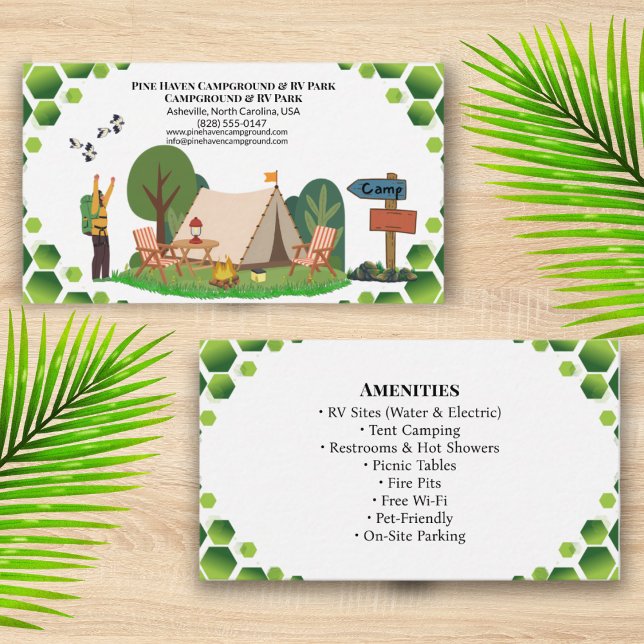 Tarjeta De Visita Rustic Outdoor Campground RV Park Business Design (Subido por el creador)