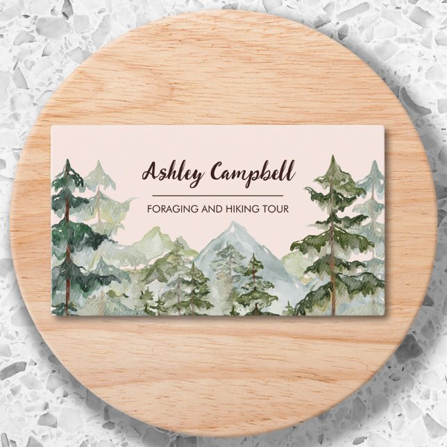 Tarjeta de visita Rustic Pine Forest and Mountain (Close up)