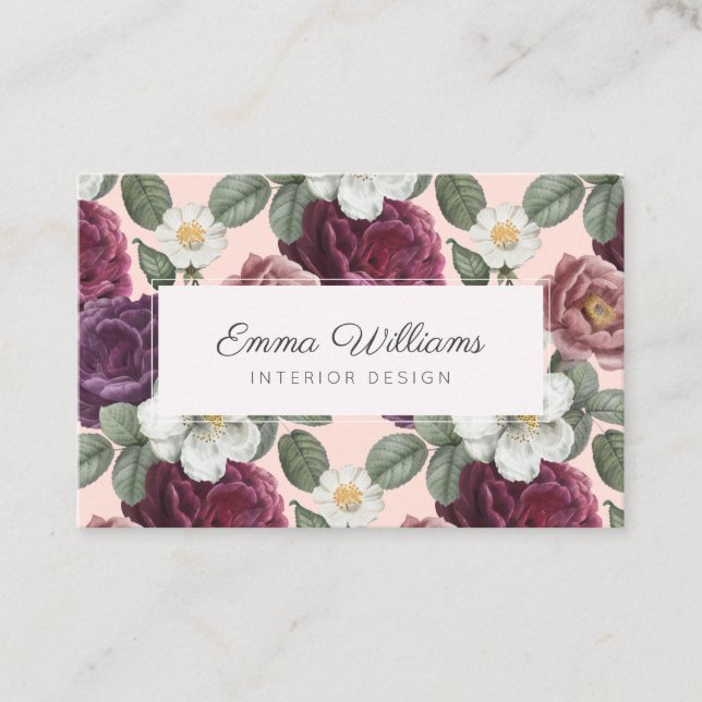 Tarjeta de visita Rustic Purple Flowers Watercolor (Anverso)