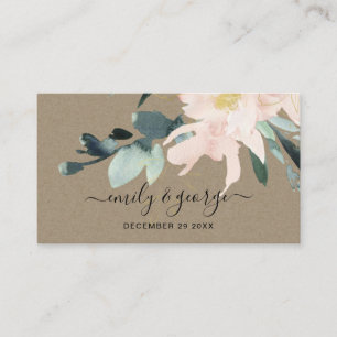 TARJETA DE VISITA RUSTIC RUBOR KRAFT FLORAL BODA SITIO WEB RSVP