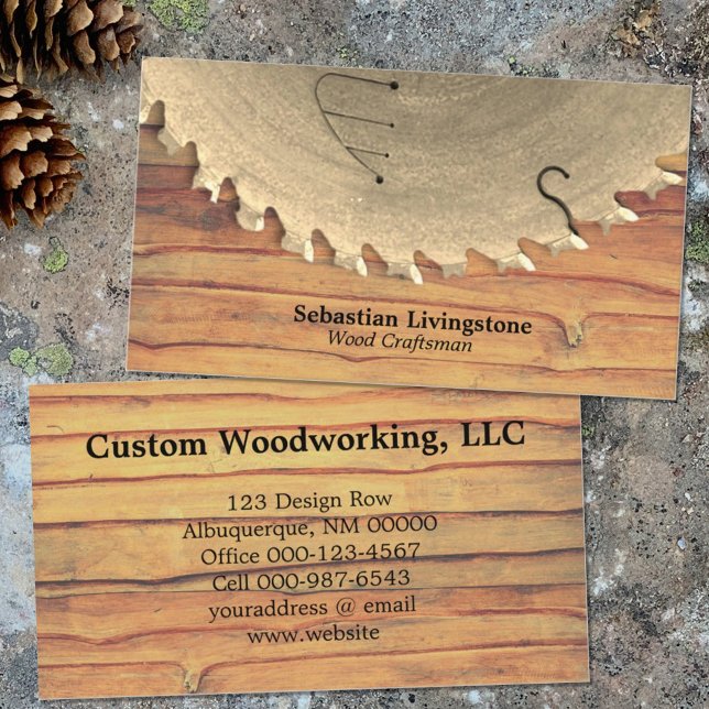 Tarjeta De Visita Rustic Silver Circular Saw Woodworking Profession (Subido por el creador)