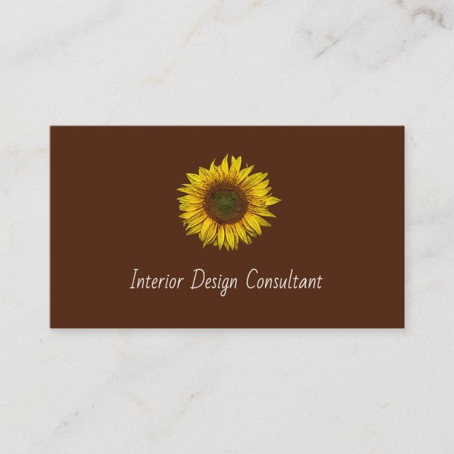 Tarjeta De Visita Rustic Sunflower QR code Boho Brown (Anverso)