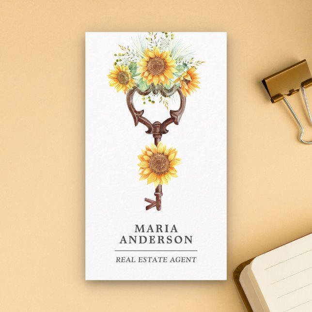 Tarjeta De Visita Rustic Sunflowers Antiguo Agente Inmobiliario (Subido por el creador)