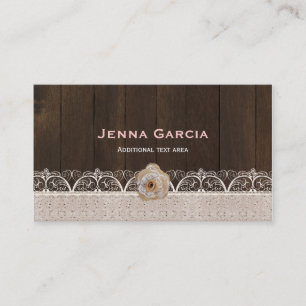 Tarjeta De Visita Rustic Western Wood Lace & Burlap Business Card