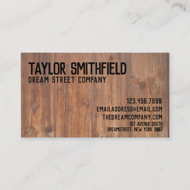 Tarjeta de visita Rustic Wood (Anverso)