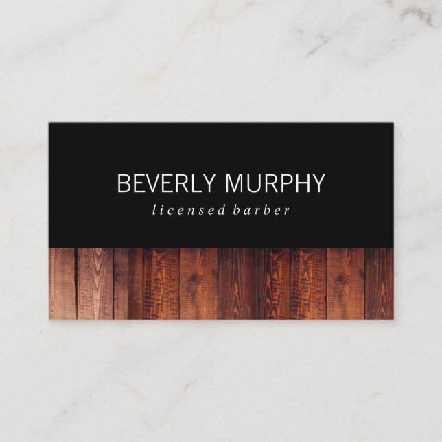 Tarjeta De Visita Rustic Wood Black (Anverso)