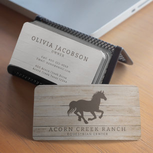 Tarjeta De Visita Rustic Wood Horse Equestrian Center 
