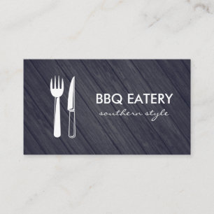 Tarjeta De Visita Rustic Wood Utensils BBQ Eatery