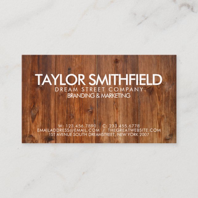 Tarjeta de visita Rustic Wooden Vintage (Anverso)