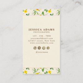 Tarjeta de visita Rustic Yellow Sunflower Watercol