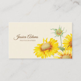 Tarjeta De Visita Rustic Yellow Sunflower Watercolor