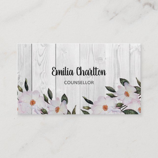 Tarjeta De Visita Rústica acuarela Rosa Rosa Ballerina Floral (Anverso)